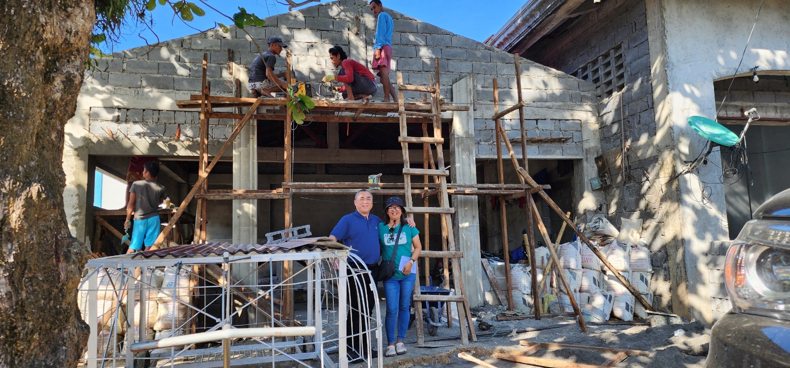 Parishioners building a chapel together